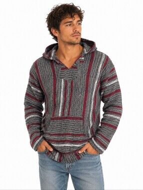 Original Senor Lopez Baja Hoodie Sweater Striped Pullover Size L